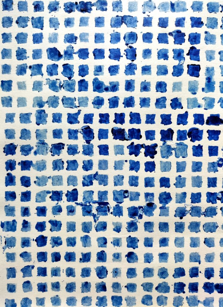 Auteur: Desarts13​ Titre: Damier bleu​ Date: 19/12/2022​ Dimension: 32x23